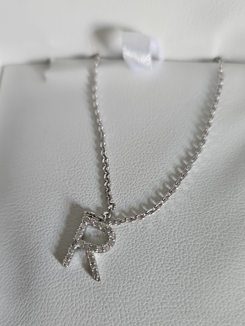 Effy ENY Sterling Silver 0.14 TCW Diamond Initial "R" Pendant Necklace - Picture 2 of 6